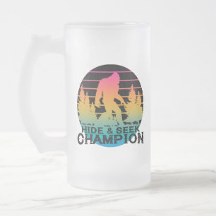 Caneca De Cerveja Vidro Jateado Sasquatch Bigfoot Ocultar e Procurar Campeão