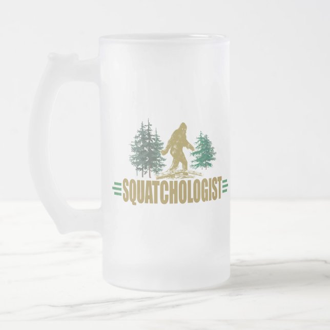 Caneca De Cerveja Vidro Jateado Sasquatch engraçado, Bigfoot (Esquerda)