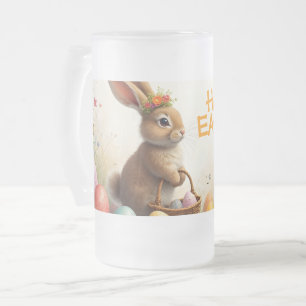 Caneca De Cerveja Vidro Jateado Saudações da Primavera do Coelho da Páscoa