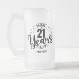 CANECA DE CERVEJA VIDRO JATEADO SAÚDE AOS 21 ANOS