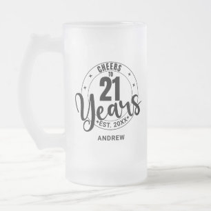 CANECA DE CERVEJA VIDRO JATEADO SAÚDE AOS 21 ANOS
