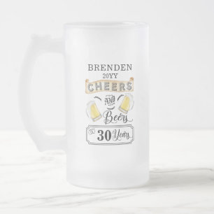 Caneca De Cerveja Vidro Jateado Saúde e Cerveja aos 30 anos de aniversário