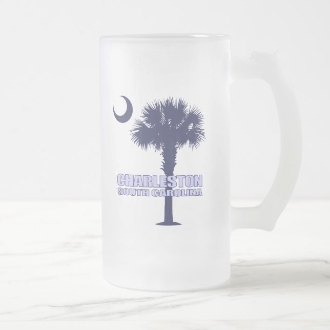 Caneca De Cerveja Vidro Jateado SC Palmetto & Crescent (Charleston) (Direita)