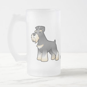 Caneca De Cerveja Vidro Jateado Schnauzer gigante/padrão/diminuto dos desenhos