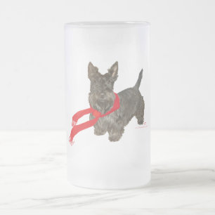 Caneca De Cerveja Vidro Jateado Scottie de Inverno com Cachecol Wam