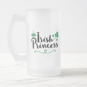 Caneca De Cerveja Vidro Jateado Script de Dia de São Patrício de Mulheres da Princ