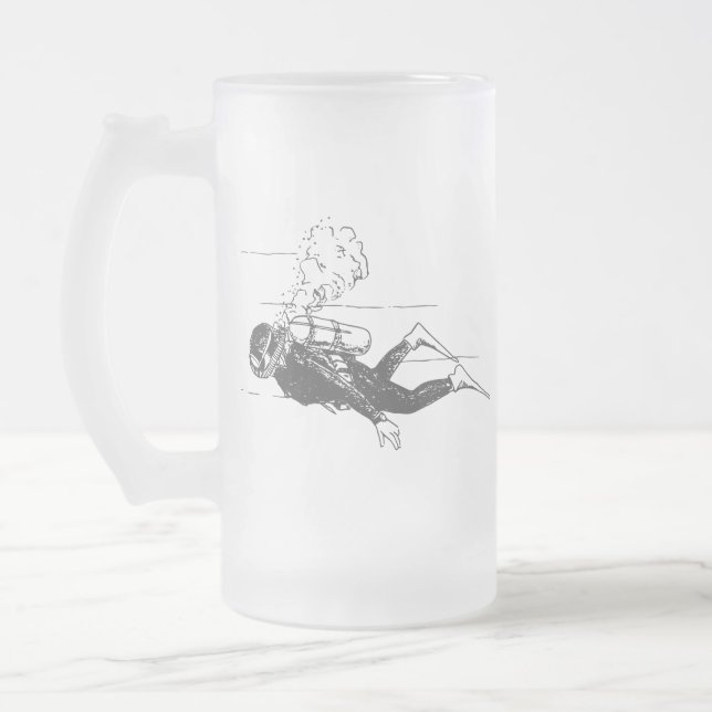 Caneca De Cerveja Vidro Jateado Scuba Diver (Esquerda)