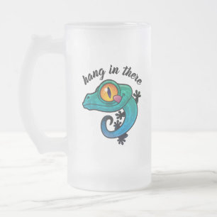 Caneca De Cerveja Vidro Jateado Segure-Se Ali Colorida Gecko