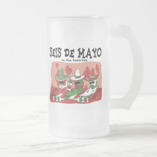 Caneca De Cerveja Vidro Jateado Seis de Mayo