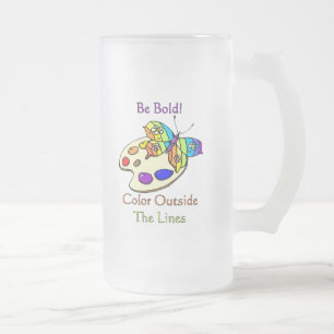 Caneca De Cerveja Vidro Jateado Seja corajoso! Colora fora das linhas