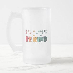 Caneca De Cerveja Vidro Jateado Seja gentil com a consciência da cegueira da liter
