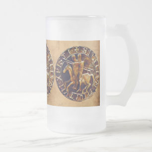 Caneca De Cerveja Vidro Jateado Selo Medieval dos Cavaleiros Templários