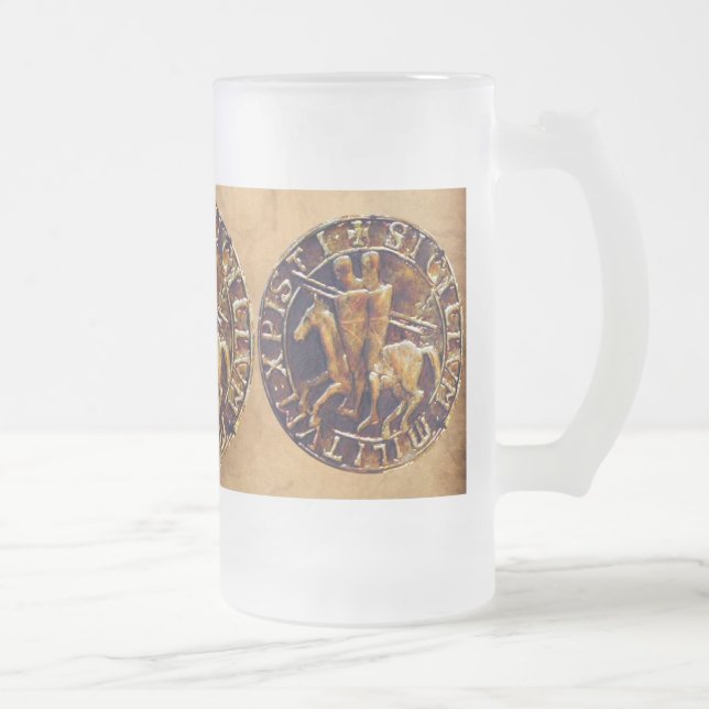 Caneca De Cerveja Vidro Jateado Selo Medieval dos Cavaleiros Templários (Direita)