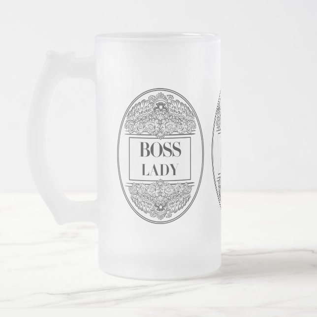 Caneca De Cerveja Vidro Jateado Senhora Chefe - Empoderamento Elegante (Esquerda)