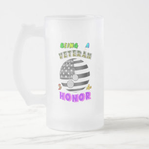 Caneca De Cerveja Vidro Jateado Ser Veterano É Uma Honra