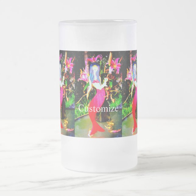 Caneca De Cerveja Vidro Jateado sereia de cauda vermelha (Centro)