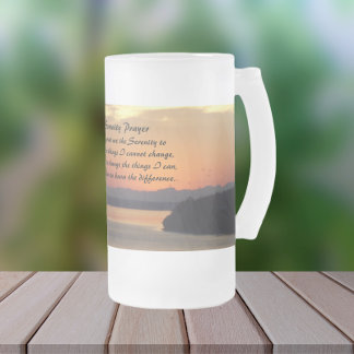 Caneca De Cerveja Vidro Jateado Serenity Prayer Orange Seascape Sunset
