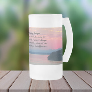 Caneca De Cerveja Vidro Jateado Serenity Prayer Pink Seascape Sunset