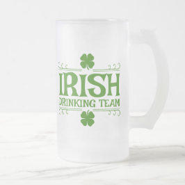 Caneca De Cerveja Vidro Jateado Shamrock da Equipe do Bebendo Irlandês