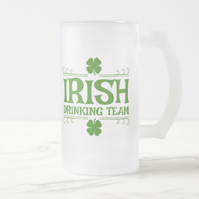 Caneca De Cerveja Vidro Jateado Shamrock da Equipe do Bebendo Irlandês (Direita)