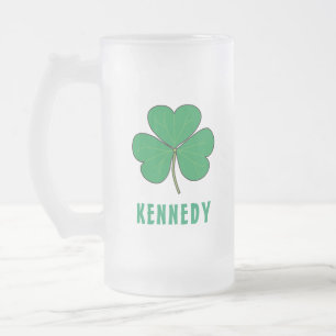 Caneca De Cerveja Vidro Jateado Shamrock Green Clover Ireland Celular Irish Name