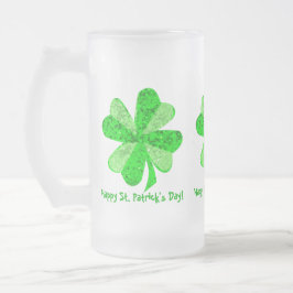 Caneca De Cerveja Vidro Jateado Shamrock irlandês irlandês legal brilhando Rua nun