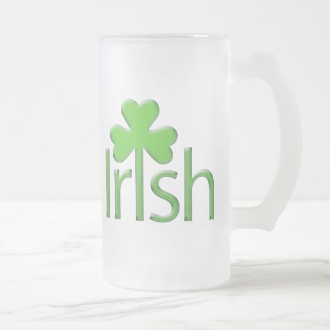 Caneca De Cerveja Vidro Jateado Shamrock Mug Irlandês (Direita)