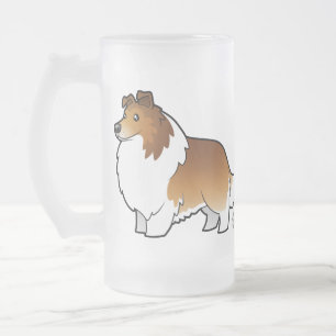 Caneca De Cerveja Vidro Jateado Sheepdog de Shetland dos desenhos animados/Collie