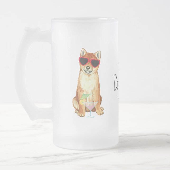Caneca De Cerveja Vidro Jateado Shiba Inu (Esquerda)