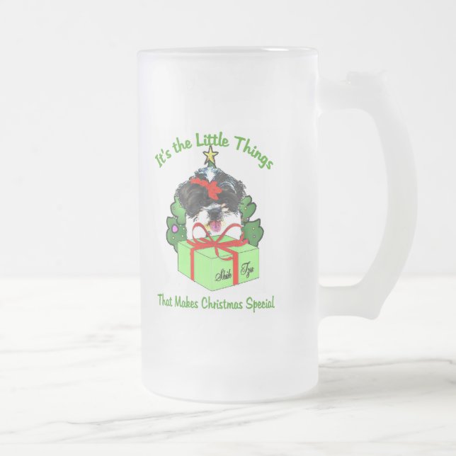 Caneca De Cerveja Vidro Jateado Shih Tzu Christmas Gifts (Direita)