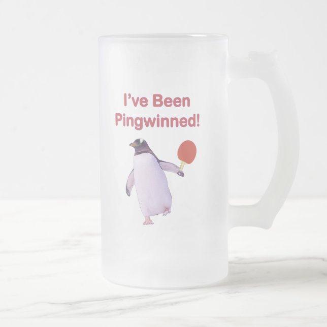 Caneca De Cerveja Vidro Jateado Sibilo Pong do pinguim de Pingwinned (Direita)