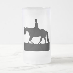 Caneca De Cerveja Vidro Jateado Silhouette de Cavalo