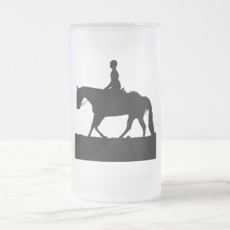 Caneca De Cerveja Vidro Jateado Silhouette de Cavalo