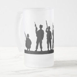Caneca De Cerveja Vidro Jateado Silhouette de Soldados Simples