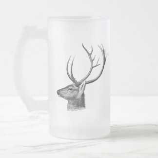 Caneca De Cerveja Vidro Jateado Silhueta de Cabeça de Veado