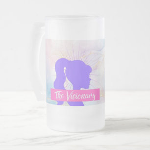 Caneca De Cerveja Vidro Jateado Silhueta Roxa Visionária