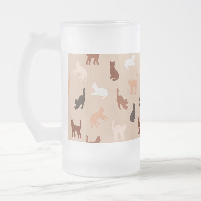 Caneca De Cerveja Vidro Jateado Silhute de gato (Esquerda)