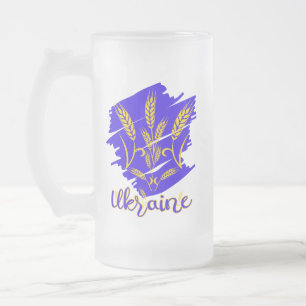 Caneca De Cerveja Vidro Jateado Símbolo nacional ucraniano trizub feito de orelha