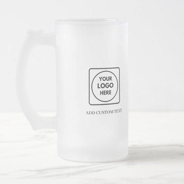 Caneca De Cerveja Vidro Jateado Simple Logo Text Frosted Business Promo mug (Esquerda)