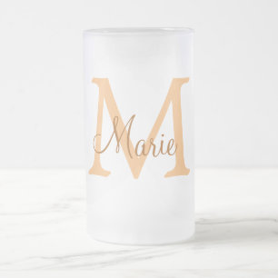 Caneca De Cerveja Vidro Jateado simples adicionar nome monograma laranja marrom th