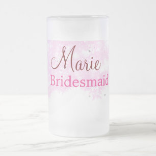 Caneca De Cerveja Vidro Jateado simples adicione nome monograma rosa damas de honr