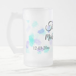 Caneca De Cerveja Vidro Jateado Simples agradecimento minimal casal nome coração b