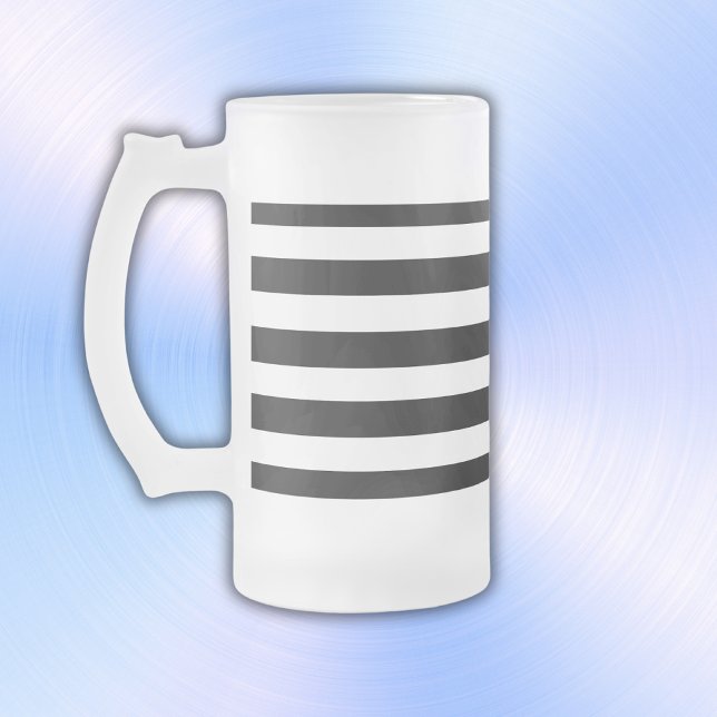 Caneca De Cerveja Vidro Jateado Simples Black and White Stripes | (Criador carregado)