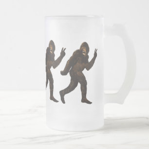 Caneca De Cerveja Vidro Jateado Sinal de paz de Bigfoot