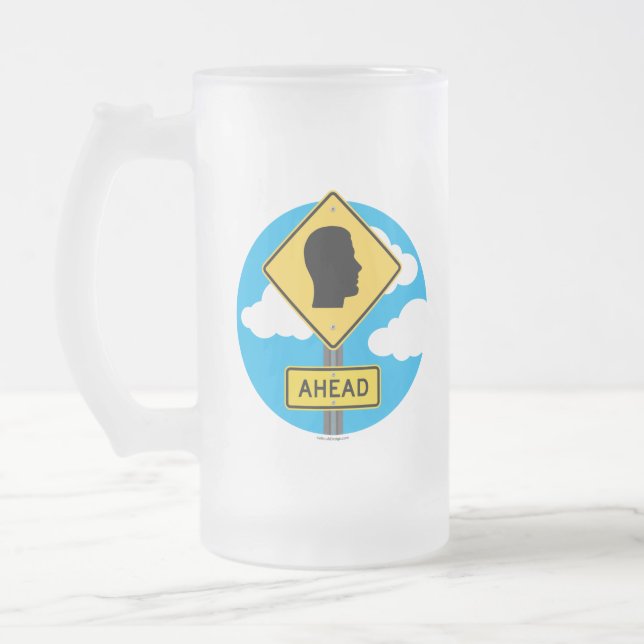 Caneca De Cerveja Vidro Jateado Sinal de rua AHEAD (Esquerda)