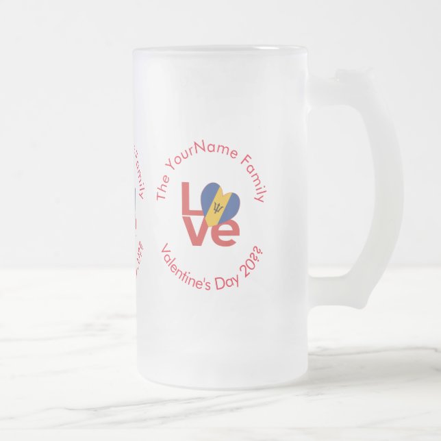 Caneca De Cerveja Vidro Jateado Sinalizador Bárbaro Red LOVE Personalizado (Direita)