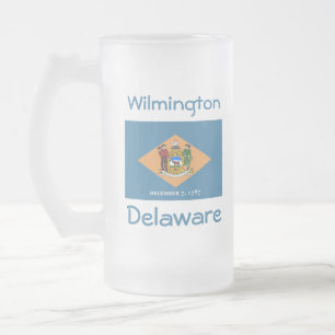 Caneca De Cerveja Vidro Jateado Sinalizador Delaware Mapa Cidade Mug