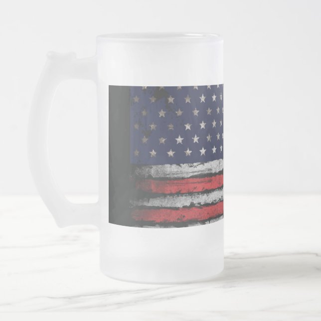 Caneca De Cerveja Vidro Jateado Sinalizador Grunge U.S.A (Esquerda)