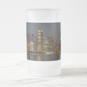 Caneca De Cerveja Vidro Jateado Skyline Chicago Pano Fosco Mug