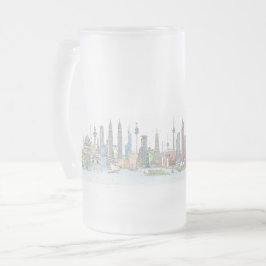 Caneca De Cerveja Vidro Jateado Skyline do Mundo